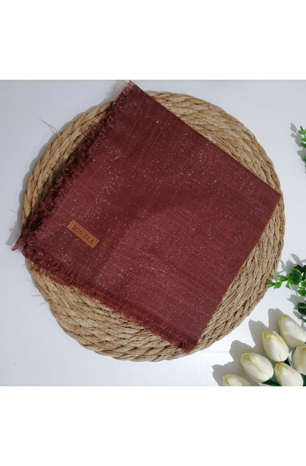 Bonjela - Tek Renk Simli Eşarp ms855